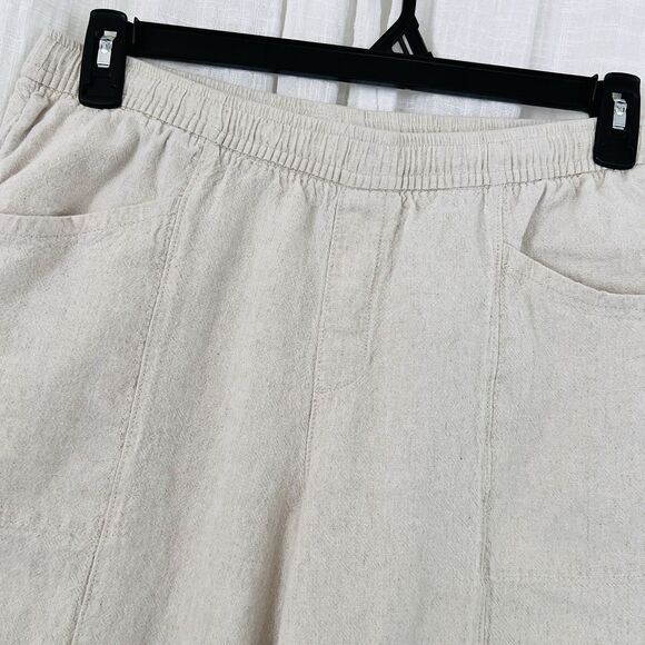 Old Navy Off White Linen Blend Casual Pocketed Womens Cropped Pants -Size Medium - Picture 2 of 7